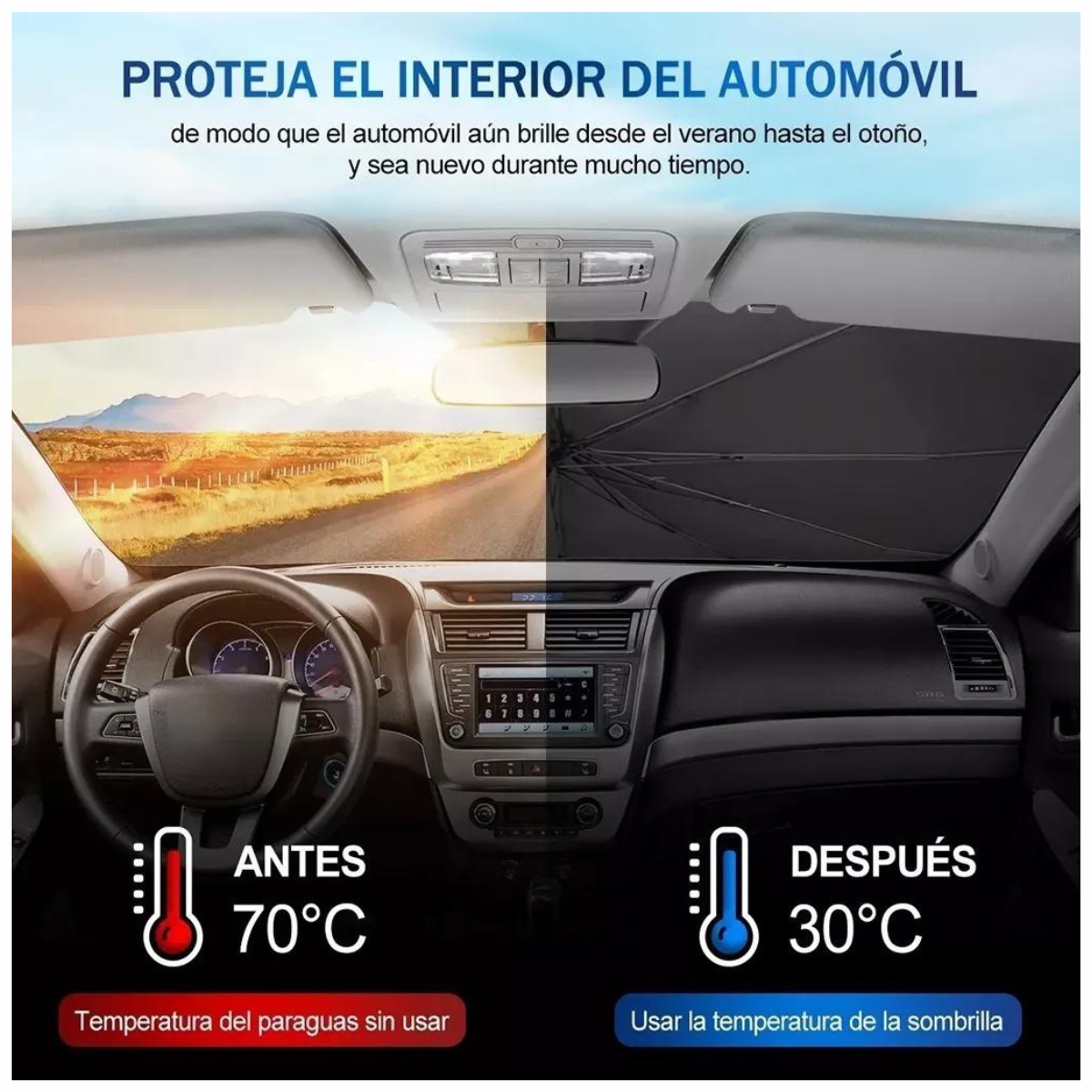 Parasol Plegable para Auto Retráctil